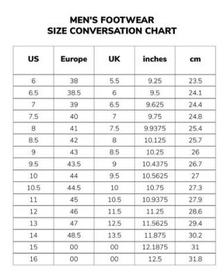 Size Chart - Shoe Zone
